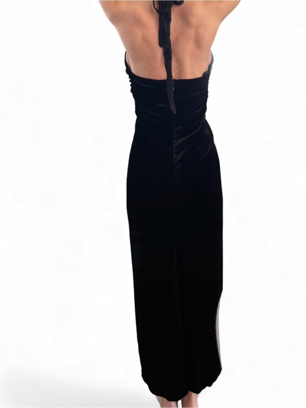 VERONICA BEARD Josette ruched velvet halterneck midi dress $798 Size 4 - Picture 3 of 15